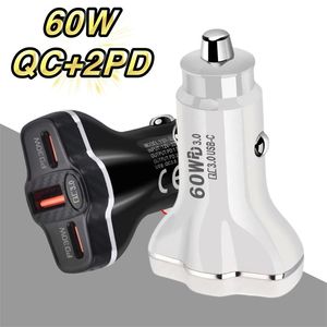 60 Вт с двойным типом C Fast PD Car Charger usb Quick Charging Care Phone Мобильный зарядное устройство для iPhone Samsung Xiaomi Huawei