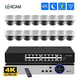 IP-камеры H.265 16CH 8MP Security Camera System 4K POE NVR 5MP Indoor Outdoor IP-камера IP66 VANDAL-защищенное видео комплект камеры 24413