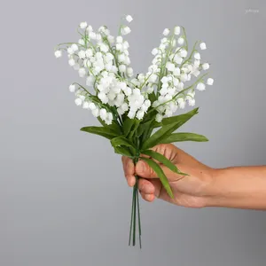 Dekoratif Çiçekler Simülasyon Vadinin Zambak Plastik Çiçek Tek Küçük Taze Handbell Campanula Dekorasyonu