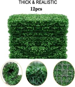 Dekoratif Çiçek Çelenkleri Yapay Şimşir Panelleri 12 Parça Yeşillik Ivy Gizlilik Çit Peyzaj Tarama Yeşil Duvar1199665