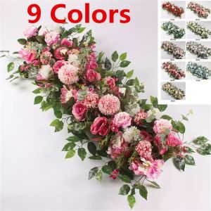 9 renk dekoratif çiçekler 100cm DIY düğün çiçek duvarı düzenleme malzemeleri ipek şakayıklar gül yapay sıra dekor demir kemer zemin töreni dekorasyon 0413