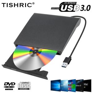 Drive Tishric Sıcak Satış DVD RW CD Writer Drive Okuyucu Taşınabilir Harici Fırçalanmış Harici USB 3.0 Optik Sürücü CD Harici