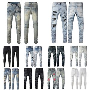 Мужские джинсы Mens Mens Designer Jeans Мужские джинсы джинсы мода Broken Hole Design Bikers Motorcle Man Amirirs Прямая нога джинсовая джинсы с тугим подготавшим джинсы