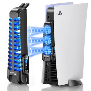 Adapter für PS5 -Konsolenkühlungslüfter verbessert PS5 Ruhiger Kühlerlüfter mit LED Light USB 2.0 Hubs für Sony PlayStation 5 Konsole