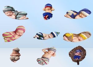 Новорожденный пографический реквизит для мальчика мальчика, девочка, вязание крючком, полосатый наряд, младенец, картинка, съемка, одежда, детский душ, подарок 5225029