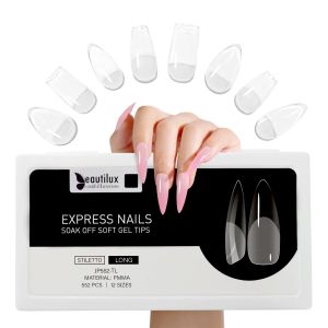 Toys Beautilux Yanlış Nails 552pcs/Box Stiletto Badem Meydanı Tabut Fransızca Press On Jel Nail Tips PMMA Amerikan Kapsülü