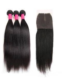 7a bundle di capelli brasiliani malesi indiani peruviani in tema dei capelli umani non trasformati con la chiusura dei capelli vergini brasiliani dritti 1456197