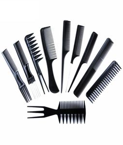 10PCSSET Professional Hair Brush pente de pente de salão de salão de barbeiro antiestático Combs