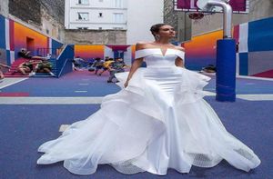 Белая русалка атласные винтажные свадебные платья свадебные платья с плеча Abiti Da Sposa 2019 Новые свадебные платья Nigeria6748010