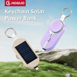 Yüzükler Mini Anahtar Kezlik Güneş Enerjisi Bankası Cep Telefonu Şarj Etme Xiaomi iPhone için Güneş Paneli ile Acil Durum Powerbank Bataryası