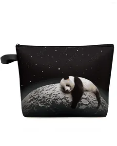 Косметические сумки Moon Night Sky Star Panda Black Makeup Back Muck Must Travels Lady Women Организатор туалета для хранения карандаша