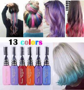 TEAYASON 13 CORES ONETime Hair Color Hair Dye Tiador temporário não tóxico Diy cor rímel rímel Creme azul cinza Purple6421272