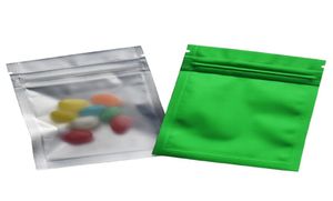 100pcslot 7510см зеленый милар матовой молнии на молнии прозрачные пакетные пакеты с передней пакетой алюминиевая фольга Переплаченная пищевая сумка Капсула конфеты 7445483