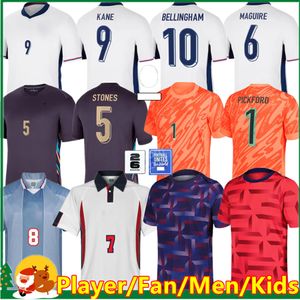 24 25 camicia da calcio in Inghilterra Bellingham Rashford Kane 2024 Euro Cup 2025 Soccer Jersey National Team Home White Away Kid Kit Kit Women Saka Rice Foden S-4xl