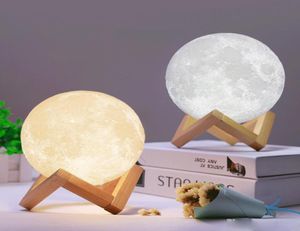 3D LED GECE Sihirli Ay LED Hafif Moonlight Masa Lambası USB Şarj Edilebilir 3D Açık Renkler Ev Dekorasyonu için Adımsız Noel Li1641913