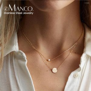 Подвесные ожерелья E-Manco из нержавеющей стали имитация жемчужного колье