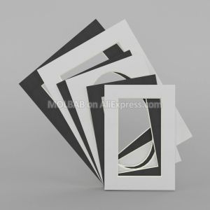Rahmen weiß/schwarze Fotomatten Rechteck/Oval/Quadrat/Kreis Papierhalterungen für 6/7/8 Zoll Bilderrahmen Passepartouts 100pcs/Los Großhandel