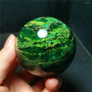 Dekoratif figürinler doğal zümrüt küre yeşil kuvars kristal top mineral iyileşme enerjisi