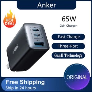 Chargers Anker Nano II 65W Threeport Charger 735 USB C GAN FAST Compact Wallable Wall Charge для MacBook Pro/Air Ipad Galaxy S20 12 Mini