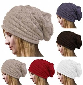 Beanieskull Caps Fashion Unisex Mens bayanlar örgü yünlü kış büyük boy sarkık bere şapka kapağı sıcak2855435