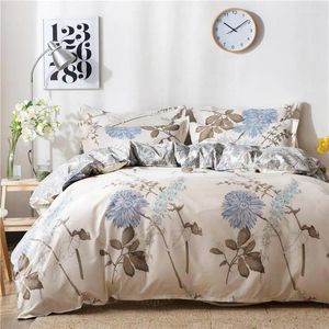 Yatak takımları pastoral çiçek stili 3/4pcs set polyestercotton yatak kapak sayfası yorgan yastık kılıf keten yatak clothes