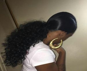 İnsan Kinky Ponytails American Siyah Kadınlar İçin Saç parçaları Afro Kinky Ponytail Drawstring Clip Mony Tail 100G160G Mevcut 7399661