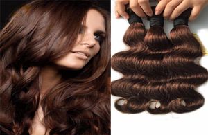 7a peruanisch dunkelbraunes menschliches Haar rein 4 schokoladenbraune Farbe menschliches Haar Bündel Handel Körperwelle 3pcs peruanische Haarschüsse Natura4708061