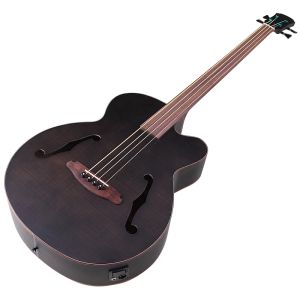 Gitar Fretless Elektrikli Akustik Bas Gitar 43 inç Flame Meşe Vücut 4 Dize Folk Büyük Jumbo Bas Caz Gitar