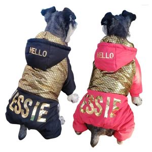 Köpek Giyim Süper Sıcak Kış Tulum Kalın Pamuklu Yastıklı Kapüşonlu Kapüşonlu Polar Astar Kıyafetleri Küçük Orta Köpekler İçin Soğuk Hava Kıyafetleri