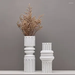 Вазы творческий черно-белый полосатый ваза мода современная смола цветочные контейнер с ручной росписью