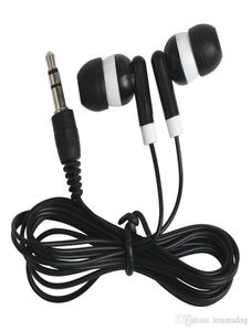 Evrensel En Ucuz 100 PCS/Lot Tek Kullanımlık Siyah Renkli Kulak İçi Kulaklıklar İPhone 4 5 6 Kulaklık MP3 MP4 MP4 3.5mm O DHL Free4435877