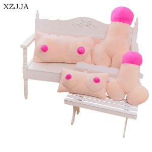 Hayvanlar Yaratıcı yumuşak peluş yastık büyük göğüs göğüsler göğüs oyuncak dick yastık hediye çift komik hediye erotik arka yastık ev dekor