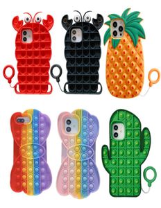 Толк Bubble Sensory Pop It Toy Phone Case Press Press Pull Body защита 3D Shockper для iPhone 12 11 Pro Max XS XS 6 7 8 Plus6629201