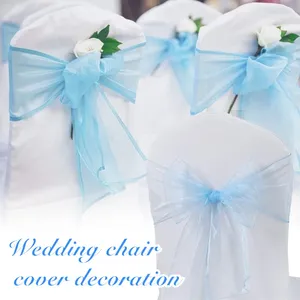Sandalye kapakları 4/8pcs yay düğün partisi restoran süsü dekor organze kurdele evrensel etkinlik malzemeleri ile beyaz kapak