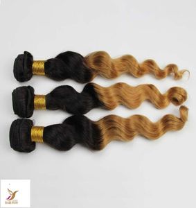 Extensões de cabelo de ondas soltas de onda solta virgem 1pcslot pacote de cabelo peruano ombre ombre Remy Hair T1B6133209756