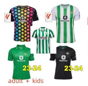 23 24 Gerçek Betis Futbol Formaları Özel Baskı Çocuk Kiti Joaquin B Iglesias Home Camiseta De Futbol Juanmi Kanalları Fekir Futbol Gömlekleri Copa del Rey Final