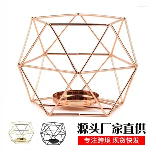 Candele 2pc Porta di metallo geometrica di alta qualità Candlestick Ornament Tea Light Day Date