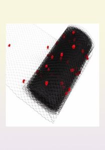 Черная клетчатая клетчатка красные точки вуали для женщин Millinery Шляпа сетка вуаль ткани сетки материал.