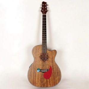 Gitar 40 inç elektrik akustik gitar mat kaplama çiçek ses deliği 6 ip hickory ahşap gövde folk gitar