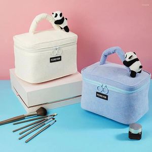 Depolama Çantaları Kozmetik Çanta Büyük Kapasiteli Zarif Yumuşak Fermuar Sevimli Panda Tote Makyaj Poşeti Ev