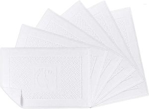 Banyo Paspasları Halı Banyo Zemin - Yıkanabilir Küvet Duş Lavabo Havlu Türk Pamuk Mat (6 Set) (Whi