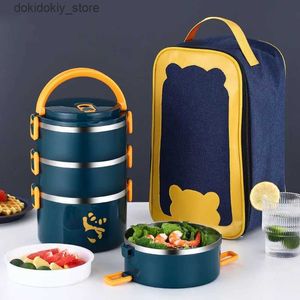 Bento Boxes 1-4-Layer нержавеющая сталь Bento Set Cartoon Child School Office Food Storae Container Outdoor Campin Picnic Lunch Box L49