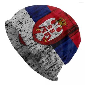 Berets Vintage Serbia Flag Beanie Cap Unisex Winter теплый капот Homme вязаные шляпы Cool Outdoor Serbian гордые черепа шапочки