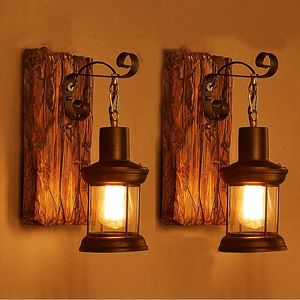 Wandlampe Einskopf industriell rustikaler Vintro -Retro -Holz Wand Scone Metallmalerei