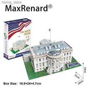 3D Puzzles Maxrenard 3D Stereo Bulma Bulma Kağıt DIY Model Beyaz Saray Dünyaca Ünlü Yapımlar Çocuklar İçin Oyuncaklar Yetişkin Hediyesi Ev Dekorasyonu Y240415