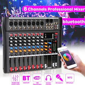 Микшер Claite 8 Channel Sound Mixing Console Console Bluetooth USB Запись компьютер Playback Phantom Power Effect 8 каналов USB Audio Mixer