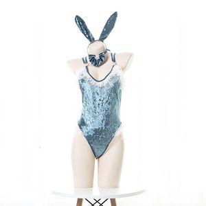 Kadın Tulumları Gece Kulübü Tavşan Kız Bodysuit Mayo Kostüm Beach Öğrenci Tavşan Kulakları Bir Parçalı Mayo Üniforma Havuz Partisi Cosplay