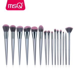 Kitler MSQ Luxury 15pcs Pro Makyaj Fırçaları Set Temel Göz Astarı Kontur Makyaj Fırça Kitleri Gradyan Sentetik Saç Reçine Tutma
