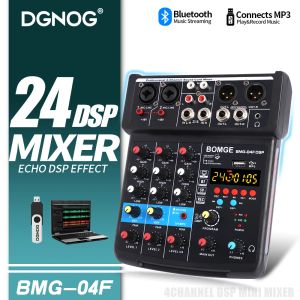 Микшер 4CH Sound Mixer DJ Mixing Console с 24 Echo DSP Bluetooth 48V Phantom Power Monitor System 5V USB Audio Mixer Audio Mixer