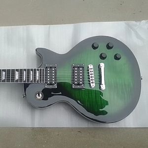 Kablolar Özelleştirilmiş Yeşil Sunburst Alev Top Ebony Kıvırcık LP Abr Bridge Fret Nibs ile Standart Elektro Gitar